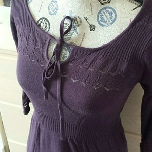 Hooked Up by IOT Dresses - Wide sleeve purple knit tunic Hooked Up by IOT Dresses - Wide sleeve purple knit tunic