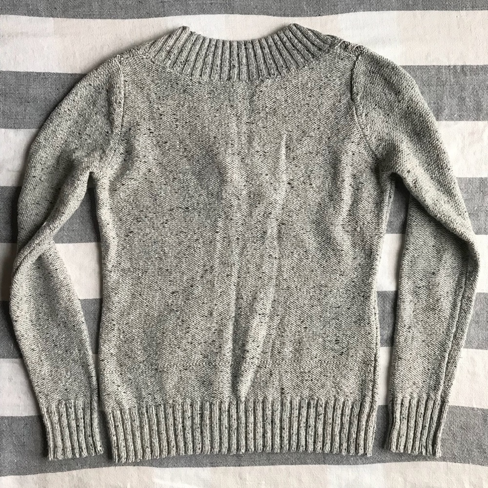 Gray Marled Cable Knit Shawl Collar Sweater - Picture 5 of 7