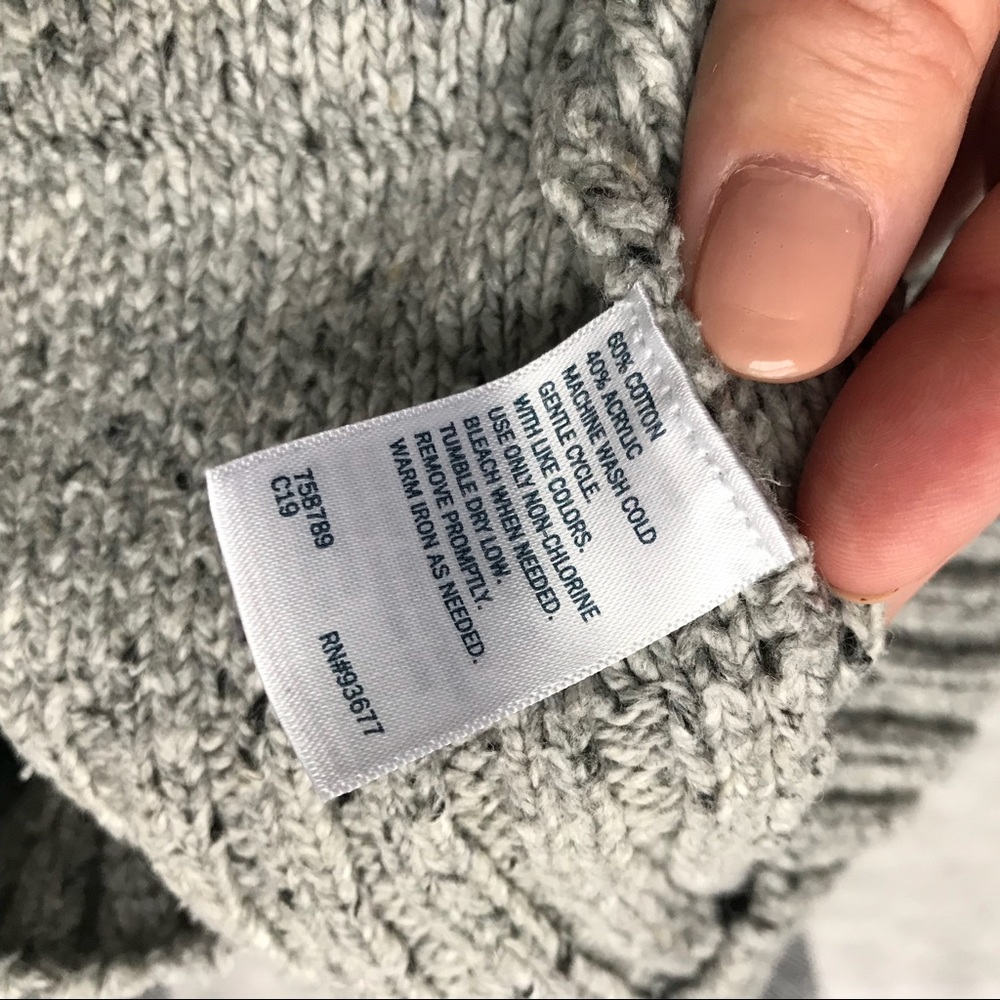 Gray Marled Cable Knit Shawl Collar Sweater - Picture 6 of 7