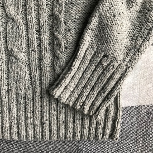 Gray Marled Cable Knit Shawl Collar Sweater - Picture 3 of 7