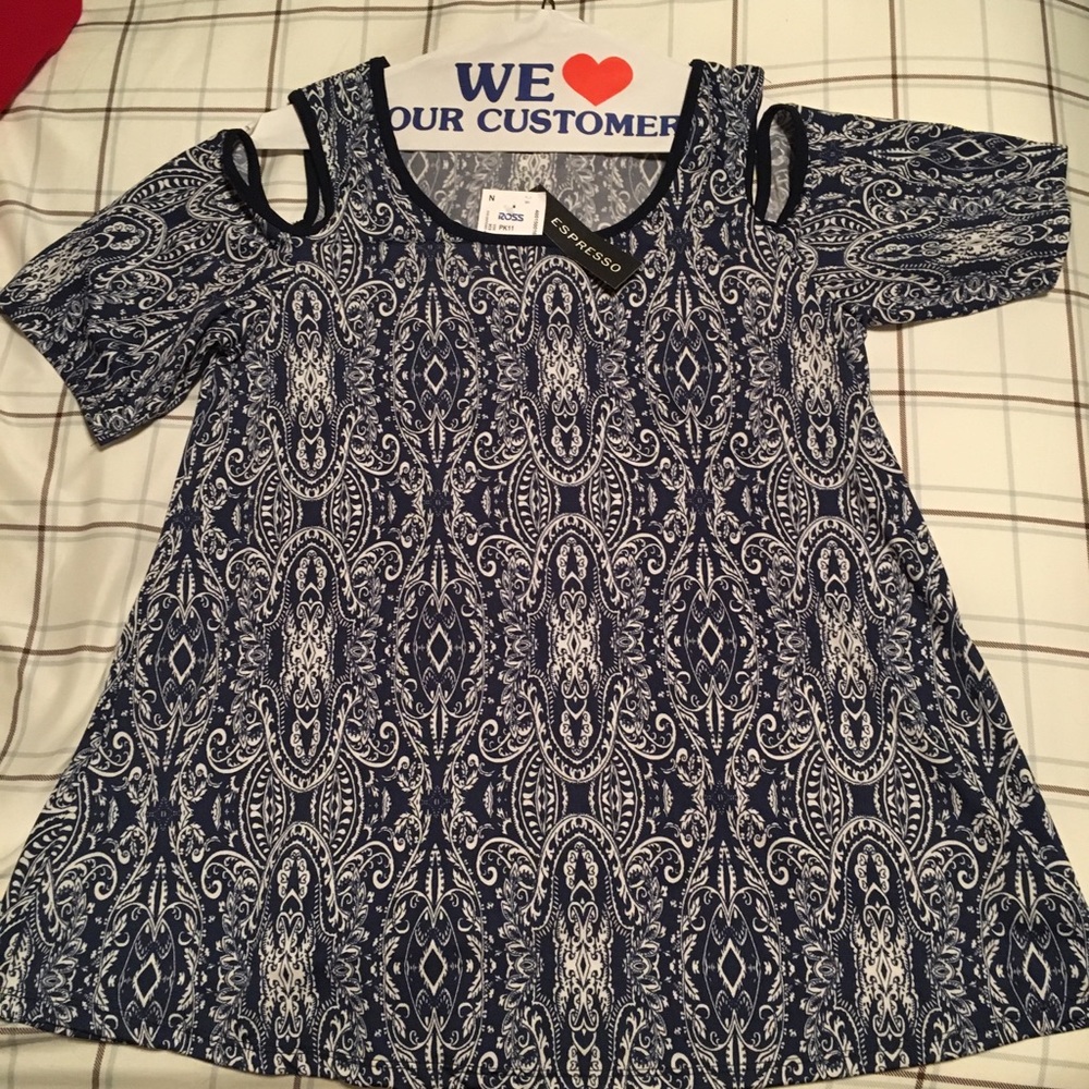 Blue and white blouse