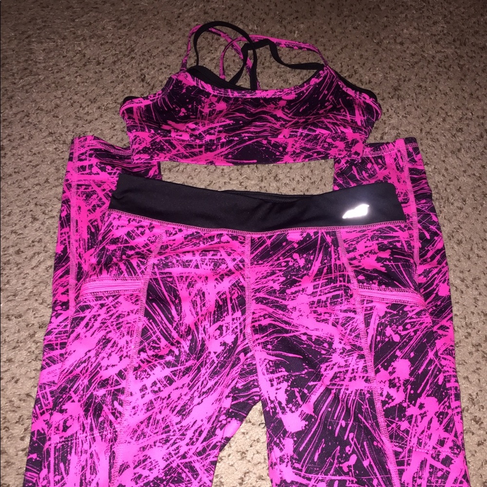 Pink and Black Workout Pant and Sports Bra