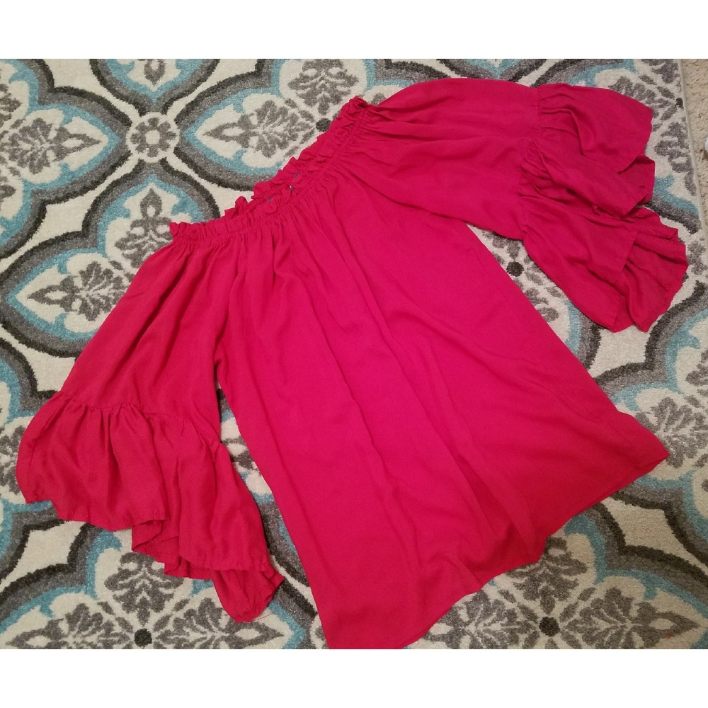 BRAND NEW!! Red Off Shoulder Bell Sleeve Top
