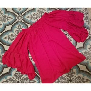 BRAND NEW!! Red Off Shoulder Bell Sleeve Top