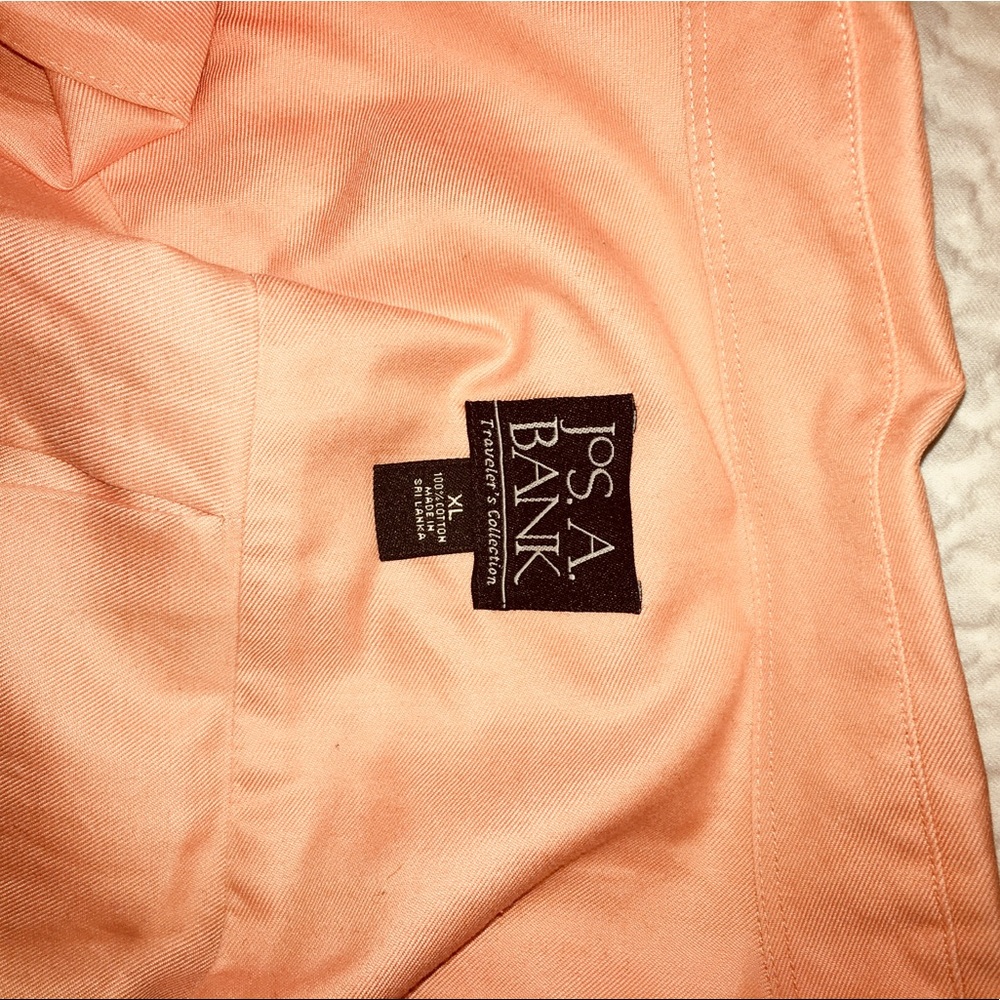 Jos. A. Banks dress shirt orange-ish. One spot.