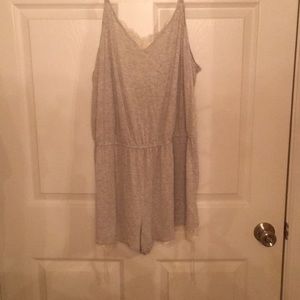 Light grey romper with lace trim