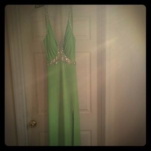Green cocktail dress with sequins trim