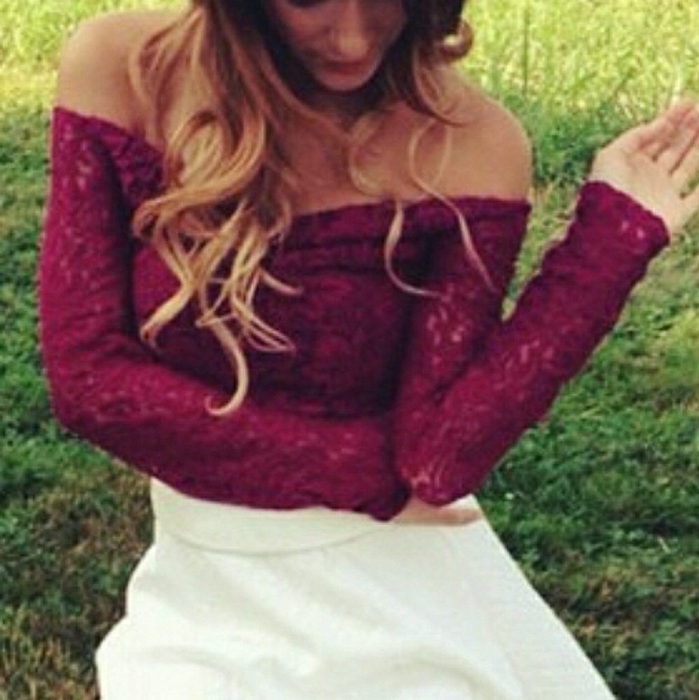 Lace off the shoulder crop top