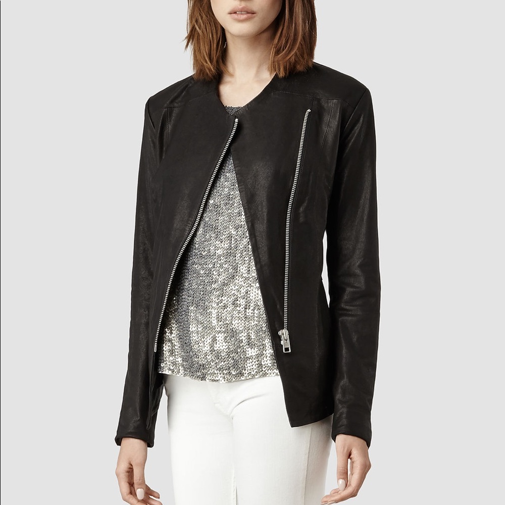 All Saints Arlo Leather Jacket - Picture 1 of 5