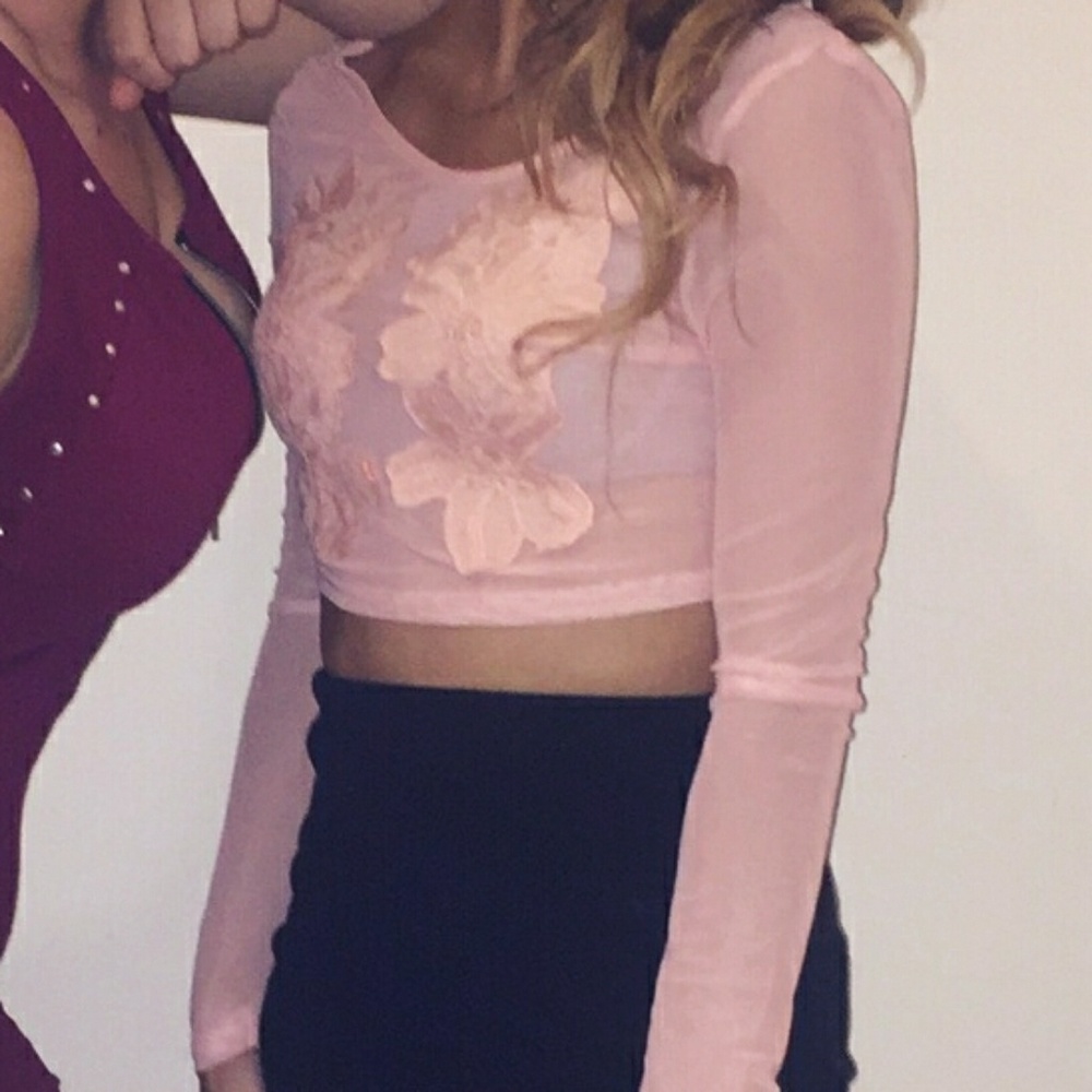 Peach sheer crop top