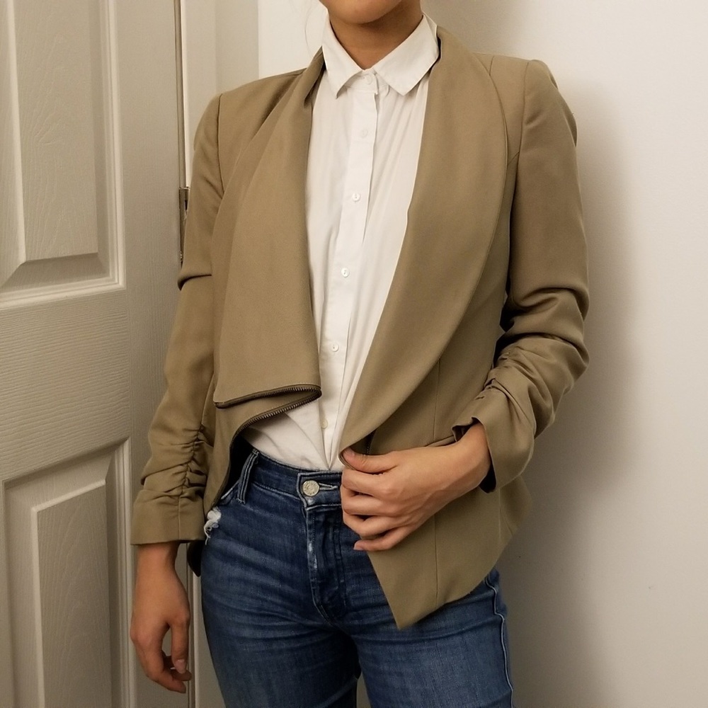 Topshop Draped Blazer - Taupe