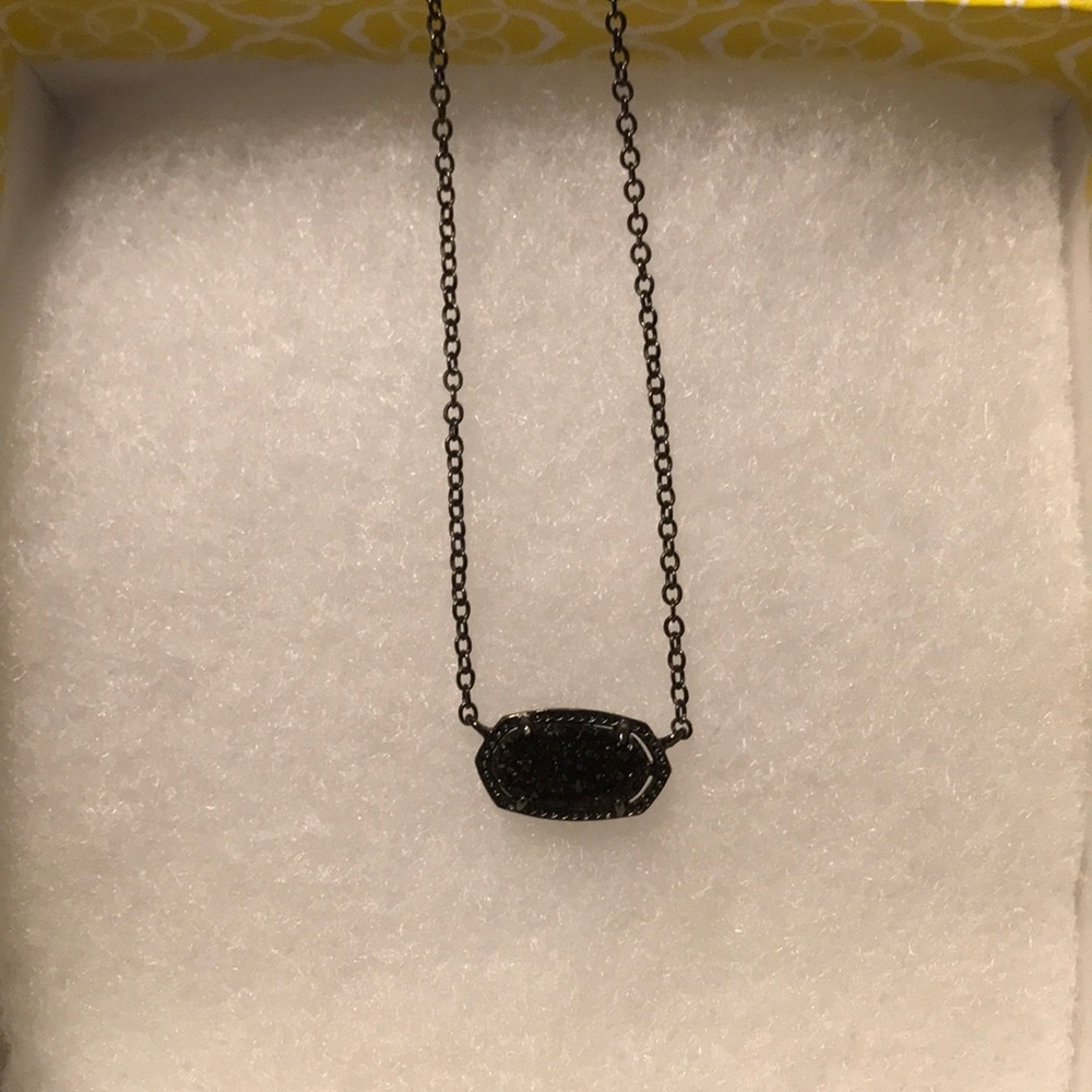 Kendra Scott Elisa Pendant Necklace in Black Drusy
