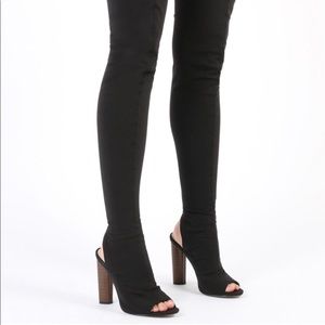Knee High Peep Toe Boots