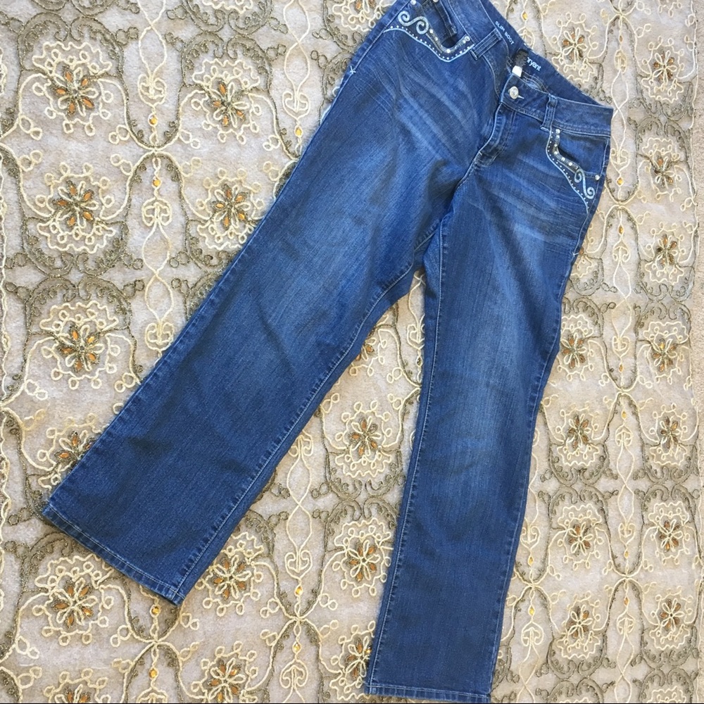 Lane Bryant Slim Boot Embellished Blue Jeans