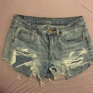 High rise denim shorts