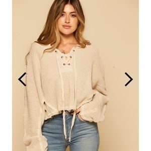 12th tribe lace up sweater