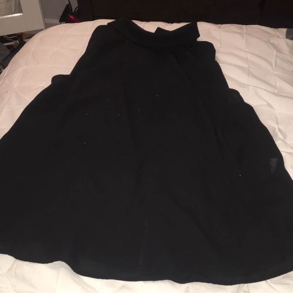 Zara black silk flowy collared tank top