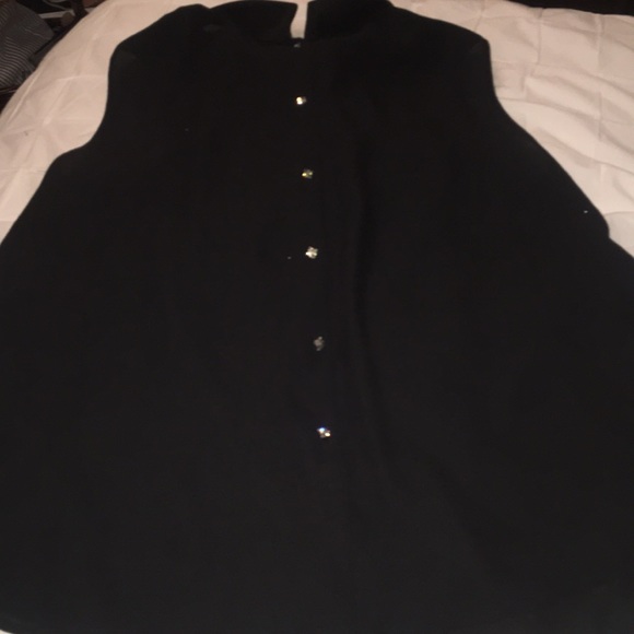 Zara black silk flowy collared tank top - Picture 2 of 2