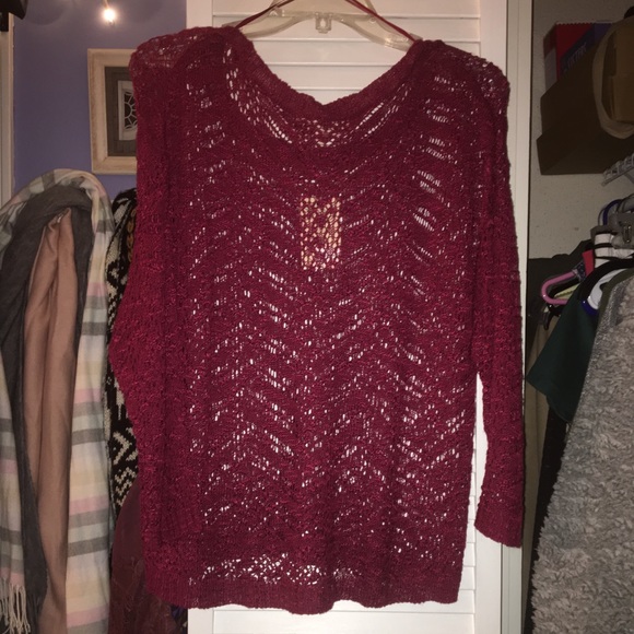Pink Rose Sweaters - Pink rose maroon casual sweater