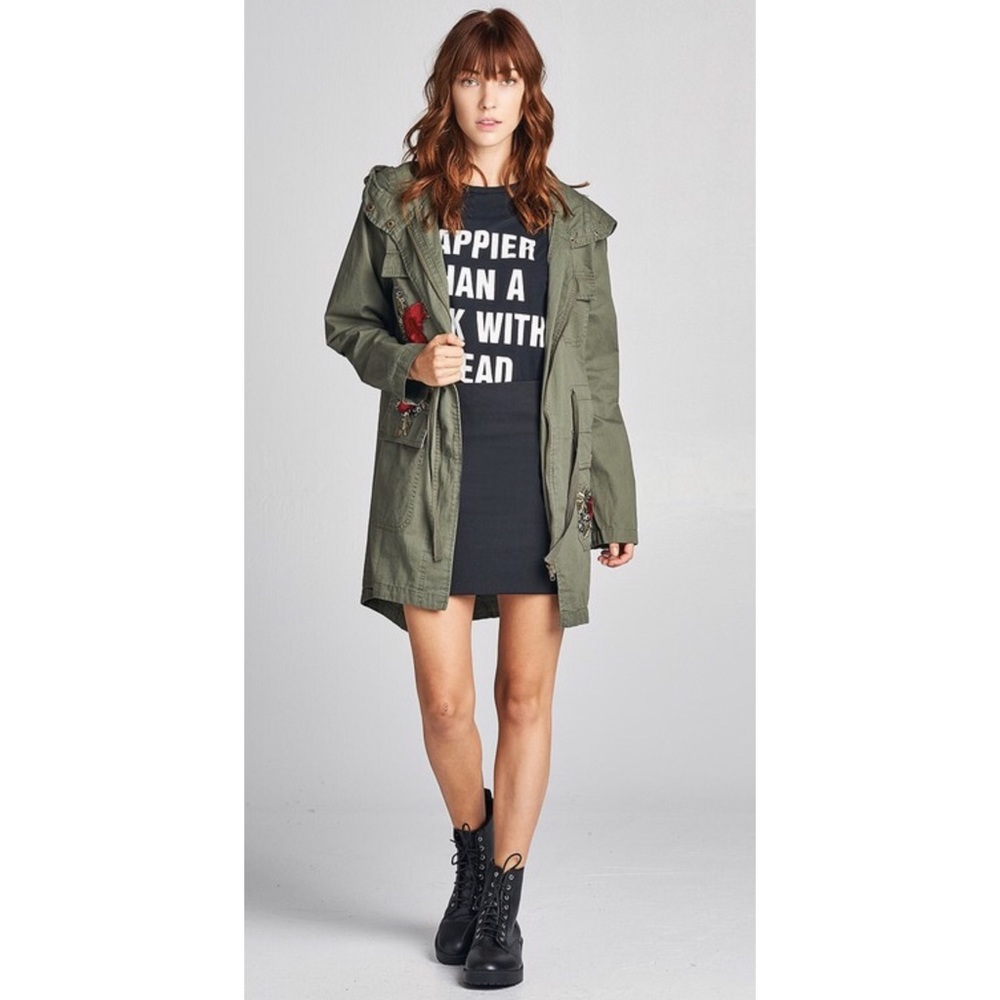 New Arrival !! Rose Embroidered Utility Jacket - Picture 2 of 6