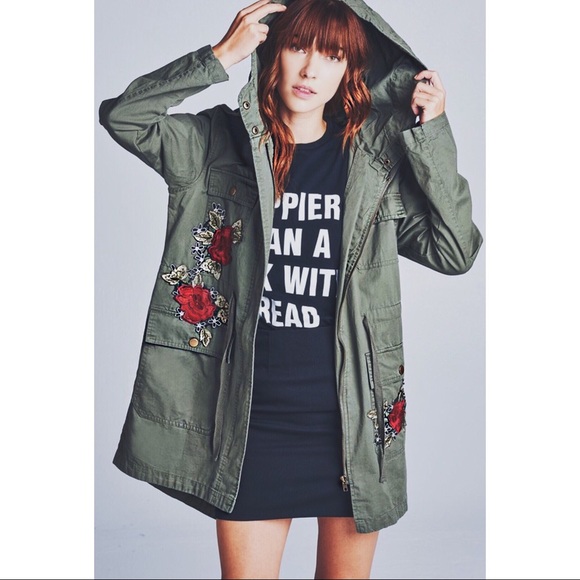 Jackets & Blazers - New Arrival !! Rose Embroidered Utility Jacket