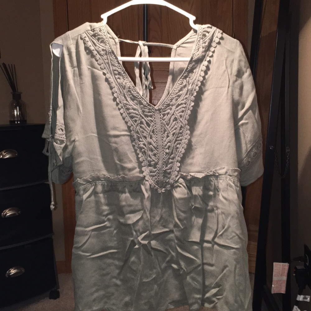 Army green crochet adorable top