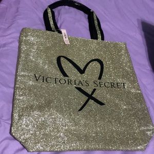 Victoria’s Secret Gold Glitter Tote Bag