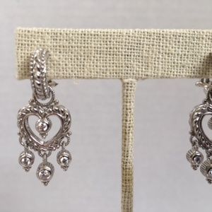 Judith Ripka Silver Heart Dangle Earrings