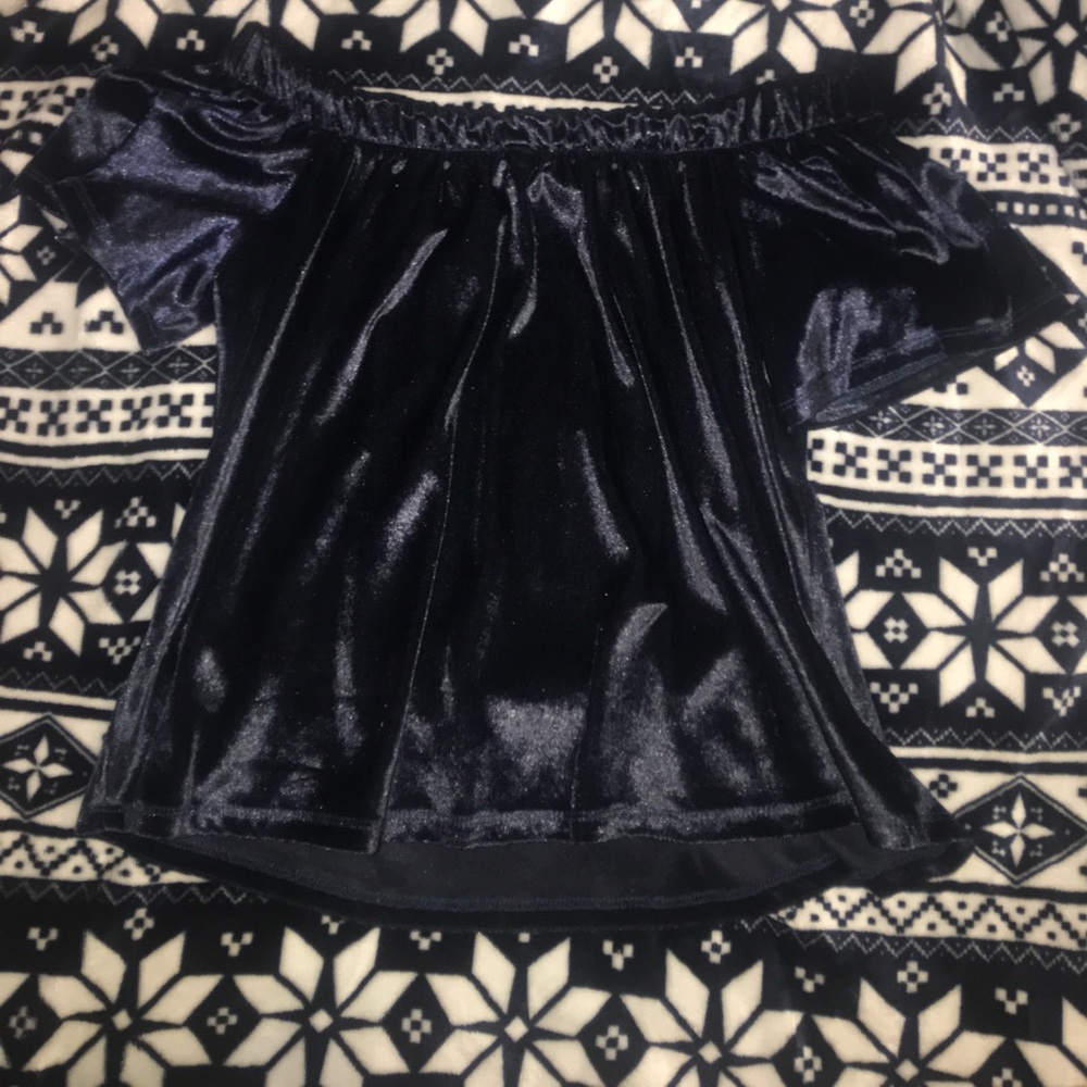 velvet off shoulder shirt