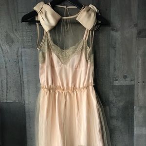 Rodarte dress womens beige tulle sheer lace dress