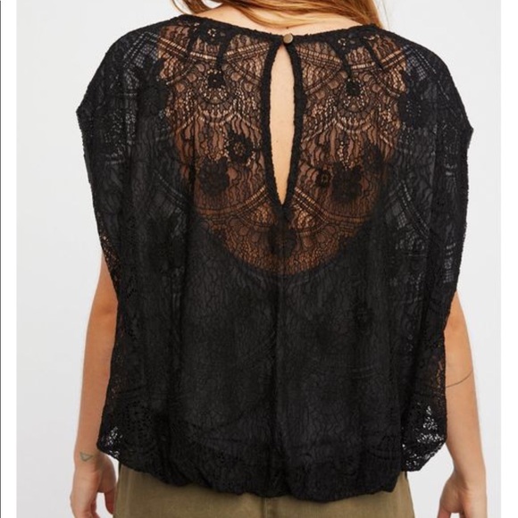 Free People Tops - Free People Oversized Bubble Hem Crochet Lace Top