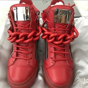 Giuseppe Zanotti Red London Chained Sneakers !!!
