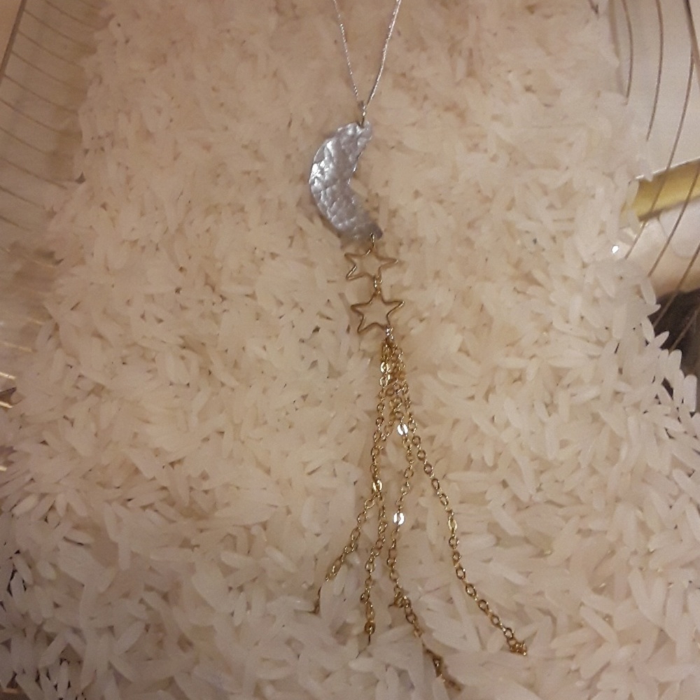 NWT Hammered Moon + shooting star Necklace