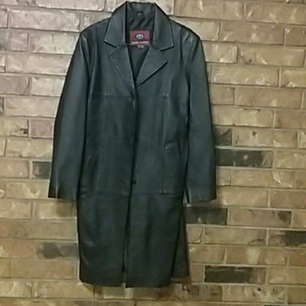 Womens small long leather coat