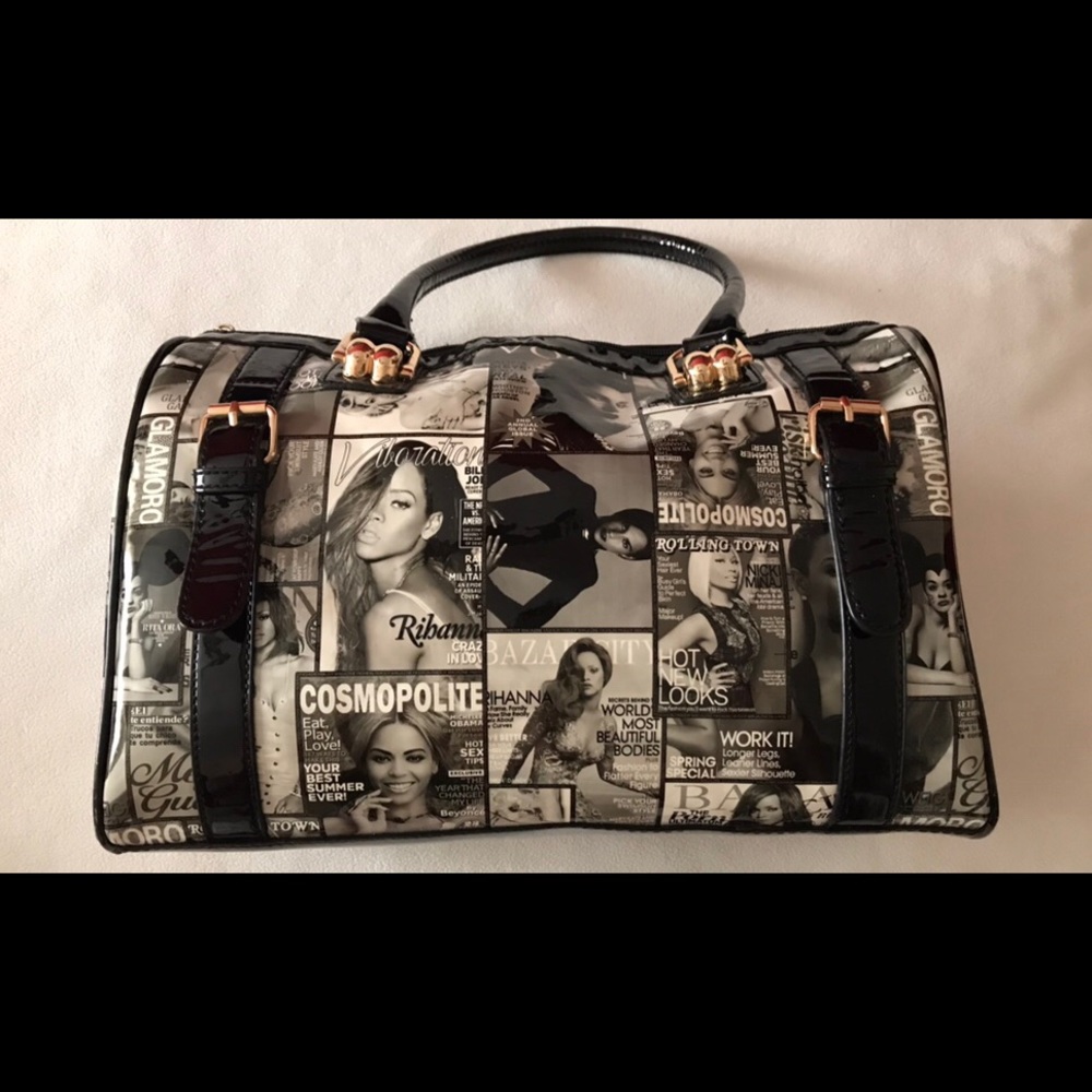 Women’s handbag, model magazine covers