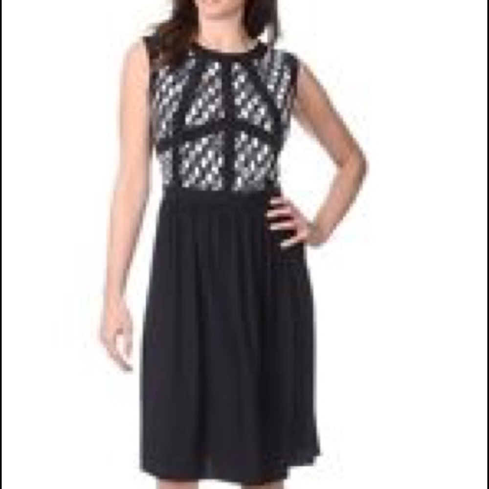 Sleeveless Abstract Print Mapped Bust Dress