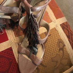 Brian Atwood bronze and rose gold/ pewter heels