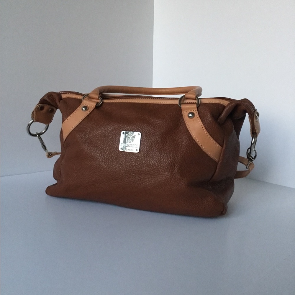 Cognac and Beige Crossbody Handbag, Large