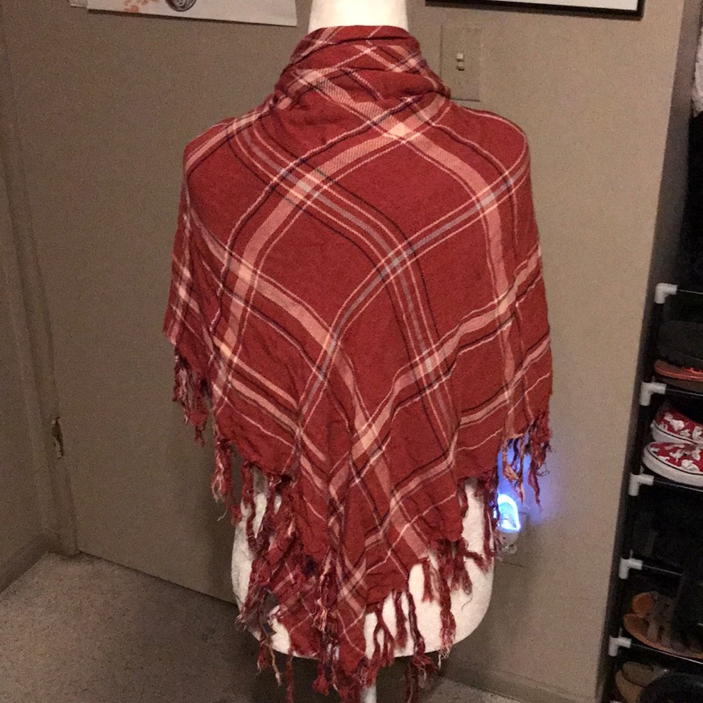 Red patterned wrap or shawl