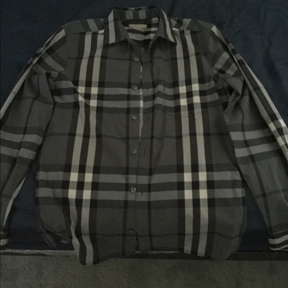 Burberry check print button down B&W