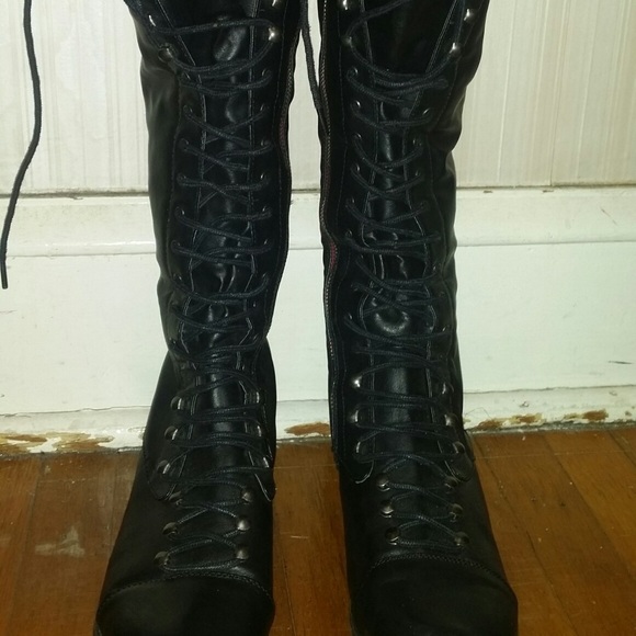Calf High Combat Boots - Picture 2 of 2