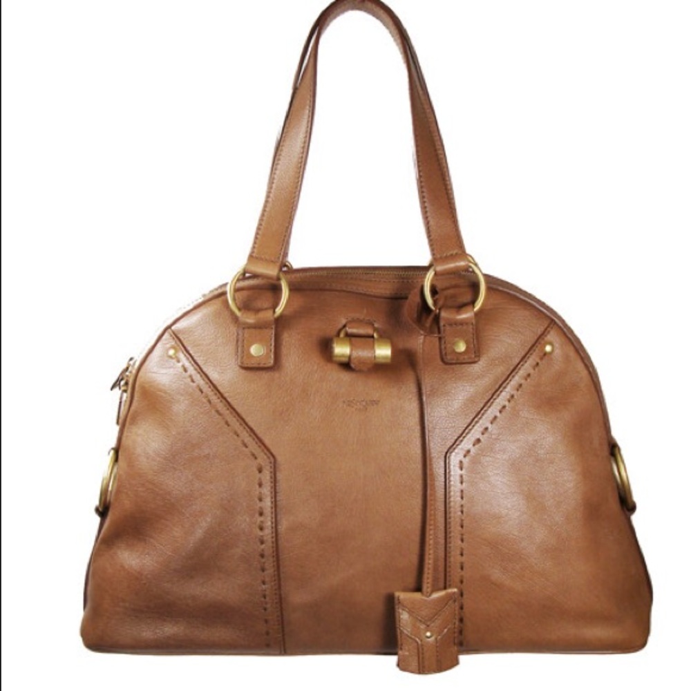 YSL Large Muse Bag in Cognac
