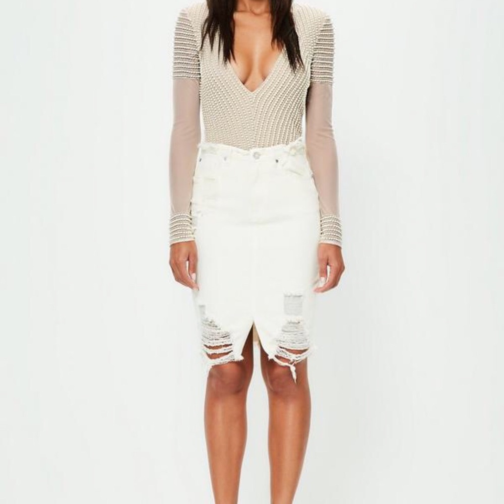 PEACE + LOVE 💋 PEARL EMBELLISHED BODYSUIT