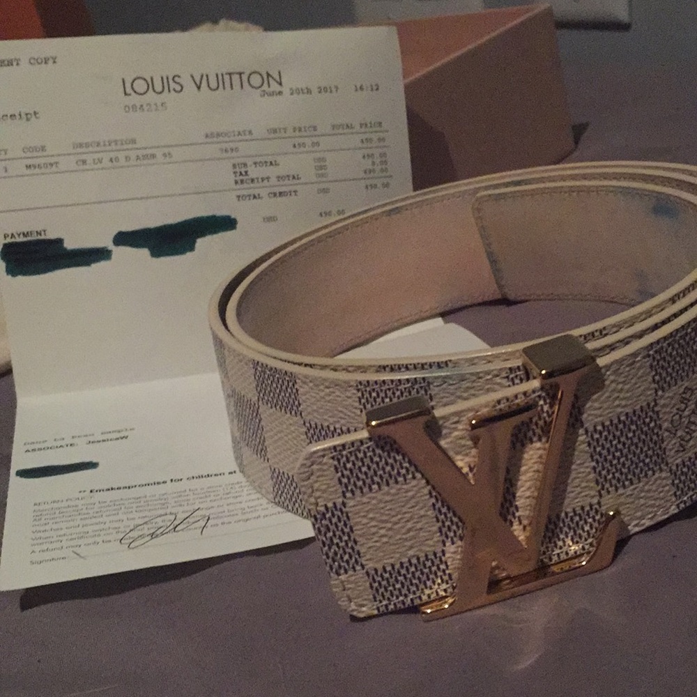 LV INITIALES 40MM DAMIER AZUR BELT - Picture 1 of 3