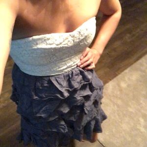 Denim blue and white dress