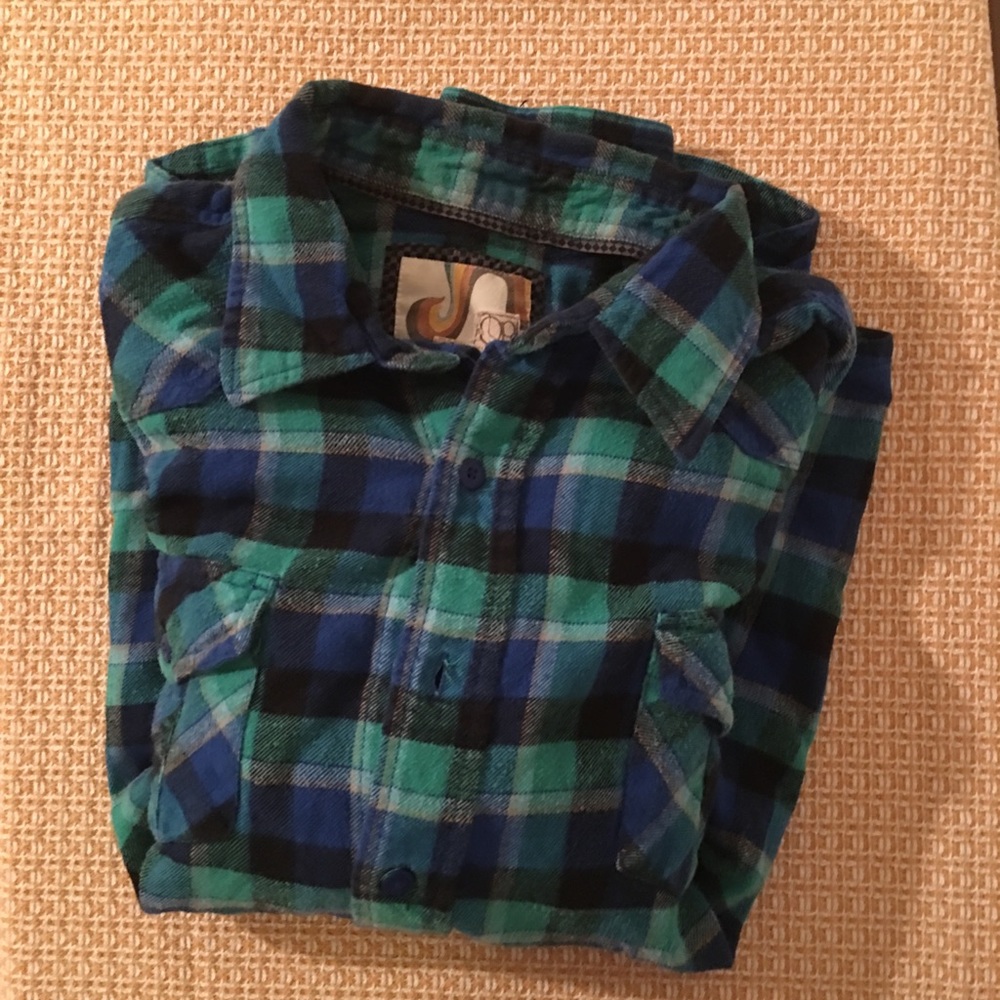 OP L Blue Plaid Middle-weight Flannel!