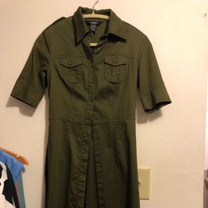 Army Green button up dress
