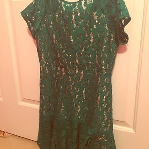 Lace - green with gold under skirt