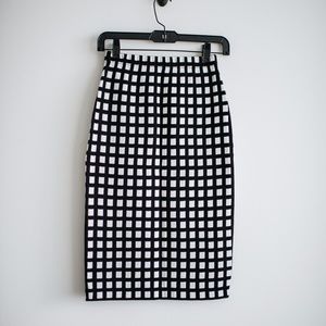 St. John Checkered Knit Pencil Skirt