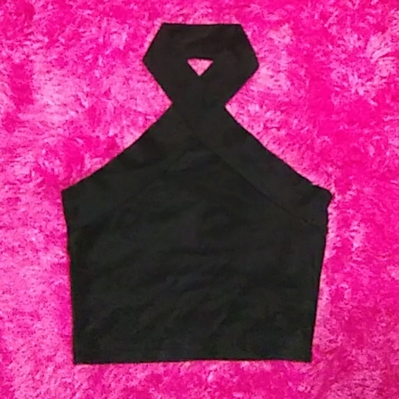 Tops - Black Choker Halter Top